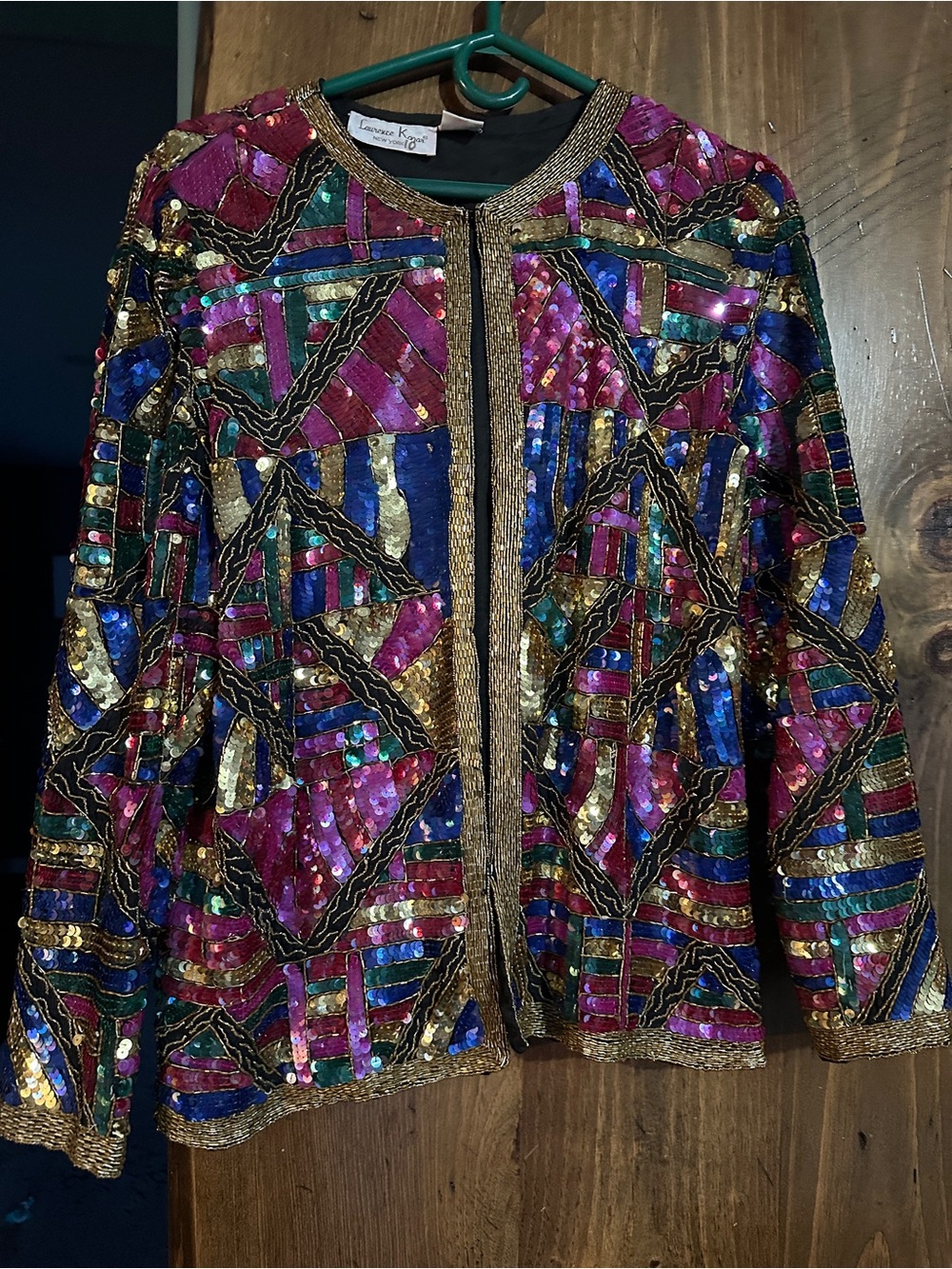 VTG Laurence Kazar sequin silk jacket size PL